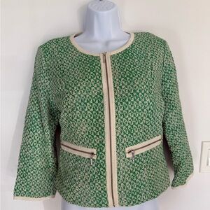 CAbi Green and Cream Textured Blazer